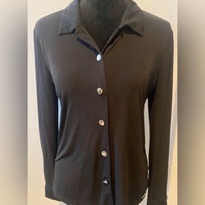 Classic Black Button-Up Women's Top (Size S)